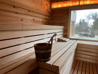 Sauna auf heimischem Holz © Ferienhof Forstmoar Sauna auf dem Bauernhof aus heimischem Holz