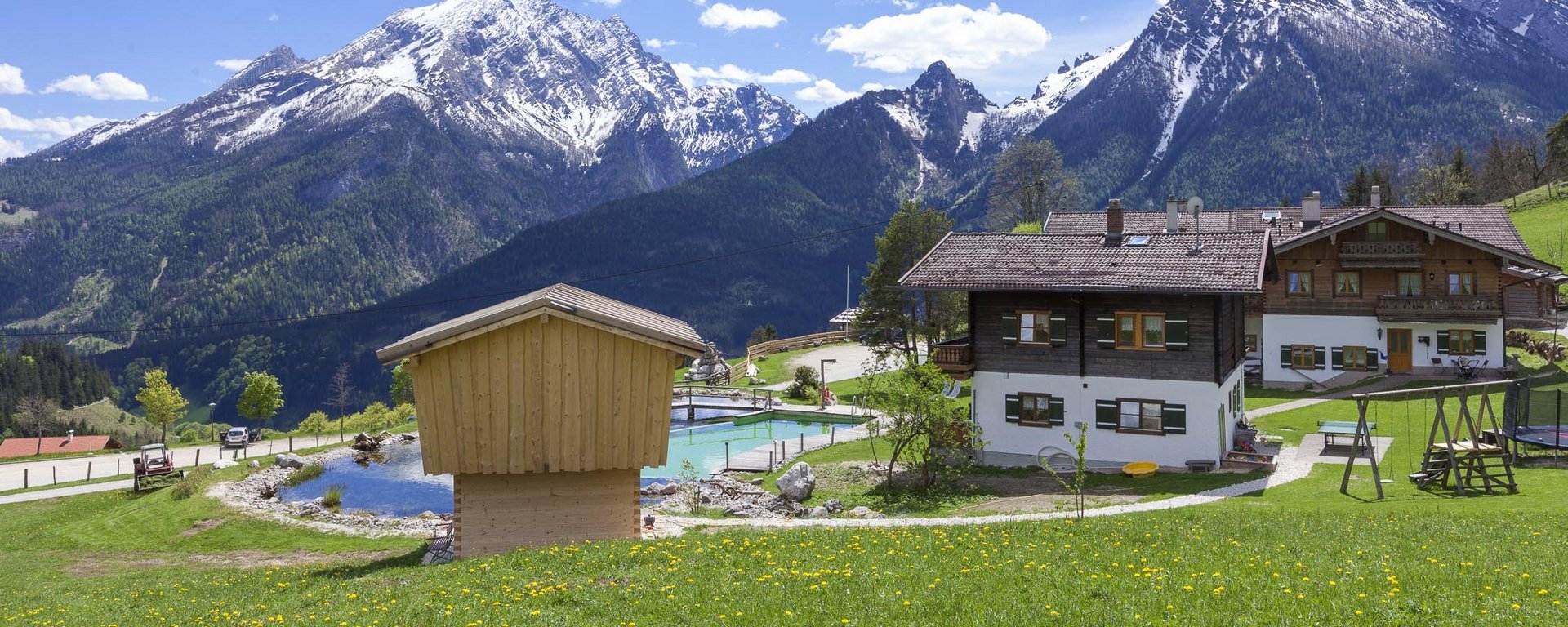 Alpenpension-Erlebnishof Ettlerlehen in Ramsau Berchtesgadener Land vor Alpenpanorama