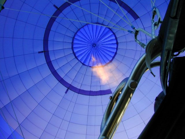 Heißluftballon Innenansicht mit Flamme