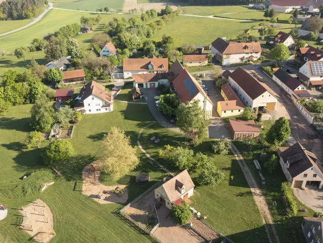 Autofreier Hof - perfekt für Kinder - © Andreas Kern Drohnenaufnahme Ferienhof Burmann