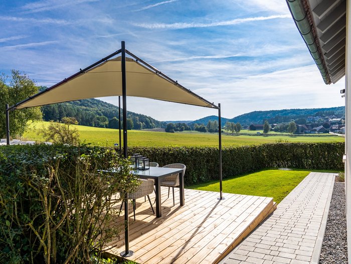 Blick in die Natur von der Terrasse © Jura Ferienhof Traumhafter Blick in die Natur von der eignen Terrasse auf dem Landhof
