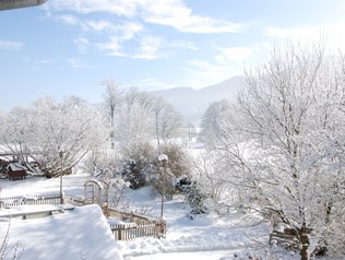 Das Winterwunderland direkt vor dem Balkonfenster