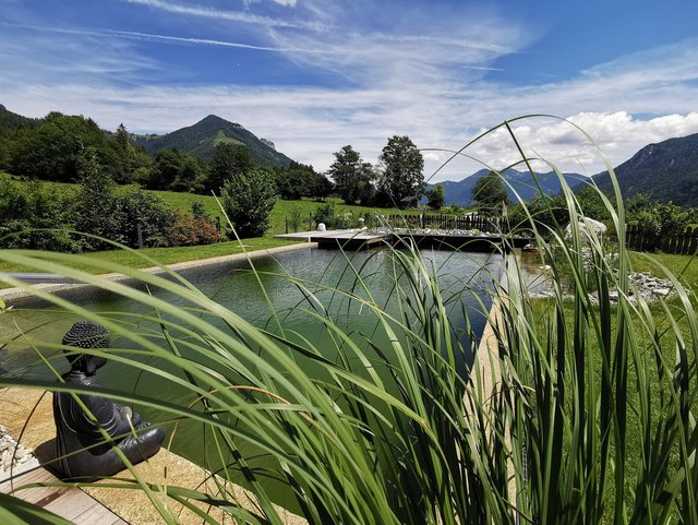 Bauernhof mit Naturbadeteich mit Ausblick