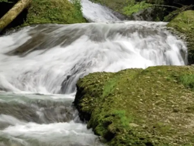 Flusslauf mit Wasserfall im Westallgäu