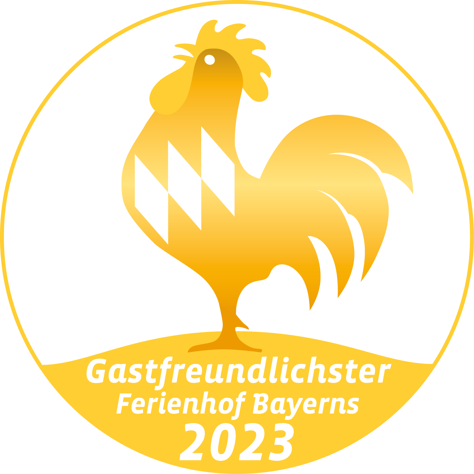 Auszeichnung Goldener Gockel als gastfreundlichster Ferienhof Bayerns 2023